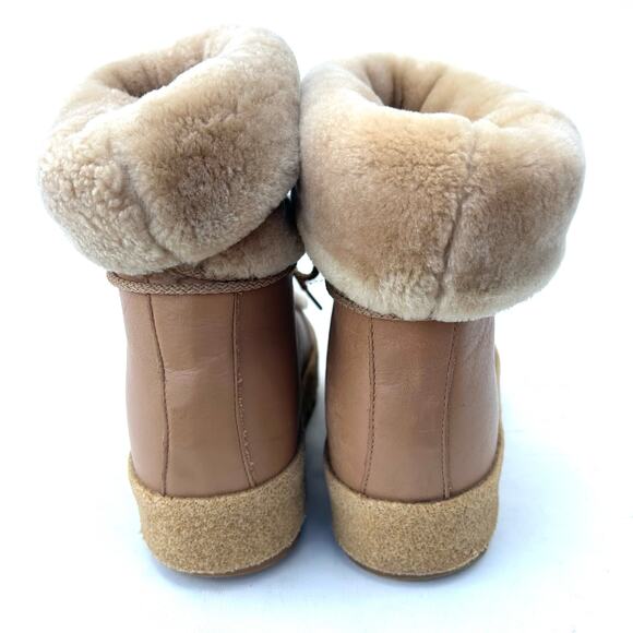 Montelliana 1965 Lambskin Fur Trim Lace-Up Winter Boots Shearling 38 Tan 8 - Picture 7 of 8